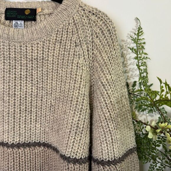 Country Knitwear Ireland Wool Fisherman Sweater Brown Beige 42 | authentic vinta - Picture 2 of 8